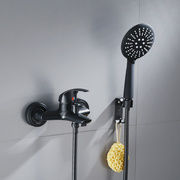 黑色简易花洒套装全铜混水阀升降淋浴龙头冷热浴室洗澡喷头套装
