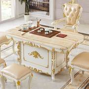 欧式茶台桌椅组合家用实木茶具茶道小茶台功夫茶桌白色阳台喝茶桌
