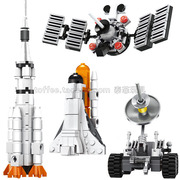 航天飞机火箭月球车卫星宇航员，万格小颗粒益智塑料1801积木玩具