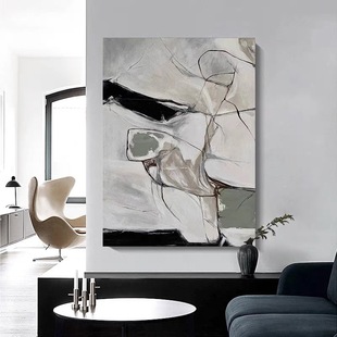 XD北欧抽象纯手绘油画沙发装饰画大厅艺术玄关沙发背景挂画肌理画