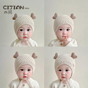 宝宝帽子秋冬婴幼儿童可爱超萌韩版针织护耳帽婴儿毛线套头帽