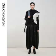 氧气羊毛zhuchongyun24春新中式拼色半高领针织背心马甲