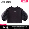 JUZI STORE童装春季竹节纱网纱上装灯笼袖T恤女童1023116