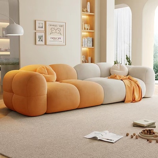 奶油风法式猫抓绒布，客厅果冻直排轻奢简约现代大小户型沙发