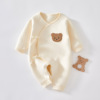 新生儿保暖连体衣三层睡衣，宝宝纯棉哈衣长袖，无骨婴儿夹棉和尚爬服