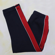 校服裤子藏蓝色红色宽条纹一条白绳直口校裤四季款可中小学生
