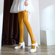 小众糖果彩姜黄色丝袜，50d超弹天鹅绒连裤袜，玫红色打底袜子防勾丝
