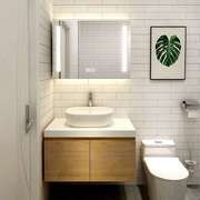 北欧浴室柜组合实木，小户型洗手脸盆原木色现代简约洗漱台盆挂墙式