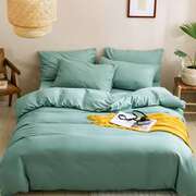 夏季床上用品纯色四件套1.8床笠被子被单被套床单人三件套1.2