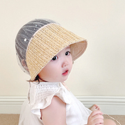婴儿帽子遮阳帽夏款防晒草帽蕾丝，公主女宝宝超萌可爱透气太阳帽薄