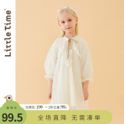 littletime童装2023春秋装，女童连衣裙长袖儿童超仙网纱公主裙