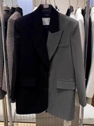 特大码300斤小众设计感拼色西装外套，男女款宽松气质高级感小西服2