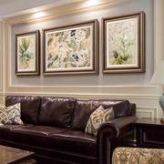 美式田园客厅装饰画复古法式沙发背景墙挂画欧式三联大气壁画花鸟