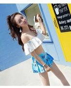 日本原单泳衣女分体保守钢托吊带裙沙滩度假温泉泳装