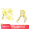 flora法式春天里的温柔淡黄色花朵韩版方巾丝巾，文艺清新装饰领巾