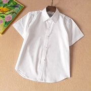 男童短袖白衬衫纯棉夏季中大儿童学生校服男孩半袖纯白色衬衣
