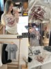 Y.JIA美式复古宽松撞色字母T恤短袖女2024夏韩版时尚百搭通勤上衣