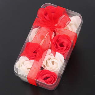 情人节玫瑰香皂花，8朵pvc长，方盒结婚回礼用品