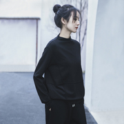 yuantu原途原创设计黑色打底衫女2023冬针织柔软细腻面料t恤