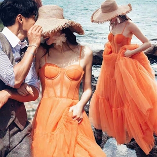 海边沙滩外景拍照礼服摄影写真旅拍彩纱婚纱影楼主题服装旅拍