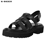 sdeer圣迪奥简约黑色罗马鞋凉鞋S20283973