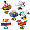 儿童益智拼装兼容航天轮船海盗船龙舟，模型端午节汽车摆件