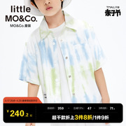 littlemoco童装夏装男童，扎染短袖衬衫，衬衣儿童上衣男孩中大童