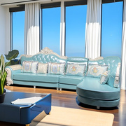 欧式沙发科技布艺沙发组合客厅，大户型皮配布沙发(布沙发)家具简欧皮布沙发