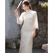 春女复古改良气质民国风雪尼尔旗袍 日常新式显瘦旗袍裙8600
