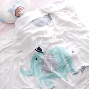 婴儿浴巾双层竹纤维纱布超柔吸水新生，儿童洗澡巾宝宝盖毯夏季薄款