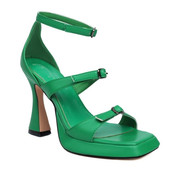 欧美风皮带扣防水台凉鞋绿色异型跟显瘦方头高跟凉鞋43 44 45 46