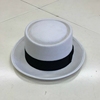 女士小辣椒盆帽白色平顶羊毛呢帽子男绅士爵士休闲礼帽