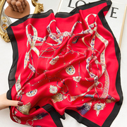 大红色中国红小方巾丝巾女春秋冬季妈妈结婚用送礼物薄围巾70x70