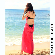 夏海滩(夏海滩)裙沙滩波，西米亚中长款度假吊带，长裙深v性感露背连衣裙浴巾