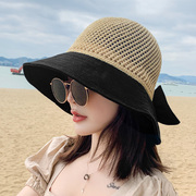 太阳帽女2024年时尚，鱼夫女帽渔夫帽女夏季防晒沙滩镂空遮阳帽