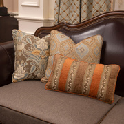美式皮沙发抱枕靠垫套复古进口靠枕样板房双面提花咖啡套装橘咖系
