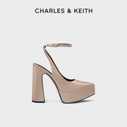 CHARLES&KEITH春夏女鞋CK1-60361483时尚包头粗高跟芭比鞋凉鞋
