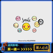 「smile」原创七彩笑脸，ins风纹身贴防水女持久潮流小图案刺青贴纸