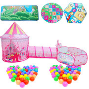 儿童帐篷室内公主女孩，户外梦幻粉色三件套房子，爬行阳光隧道游
