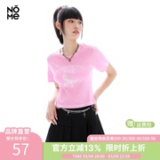 NOME诺米2023夏季女装街头潮流复古印花短袖T恤女设计感