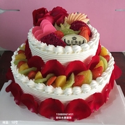 玫瑰鲜花瓣七夕双层艺术蛋糕生日福州厦门北京上海情人节礼物