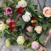 植物盆景4头玫瑰装饰品风植物墙玫瑰花15189仿真花婚庆