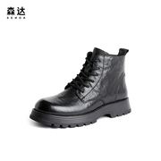 森达时尚马丁靴男冬新商场同款欧美机车风潮流短靴1KK01DD3