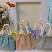 素色简约日式饭盒袋便当，包帆布包抽绳手提包，手拎包布袋女包