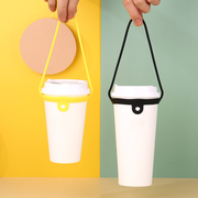咖啡奶茶杯套随行便携通用创意环保硅胶饮料，手提拎绳水杯袋子
