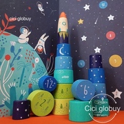 西班牙londji木制火箭堆叠叠叠高积木(高积木)玩具，平衡游戏礼物男女儿童