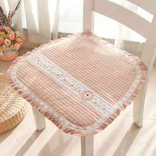 韩式纯棉布艺椅子垫四季通用全棉坐垫，家用薄款餐椅垫子透气凳子垫