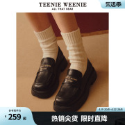 teenieweenie小熊皮鞋夏季黑色厚底，增高鞋时尚乐福，鞋英伦风气质女