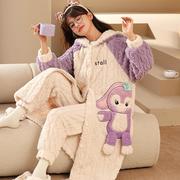紫色兔子毛绒睡衣少女冬天长款，加厚珊瑚绒，外套睡裙法兰绒冬季睡袍