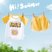 宝宝短袖套装夏季薄款男童女童短裤纯棉儿童夏装婴儿衣服运动童装